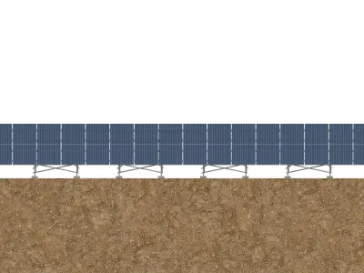 Lowpoly Ground Mounted Solar Panels-20 Rows of PV Modules Low-poly 3D model