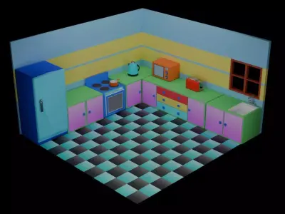 Cartoon style toy kitchen 3D model