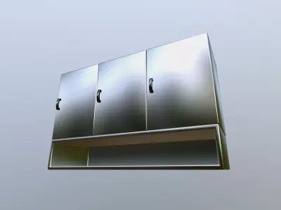 Modern Metallic Wall Cabinet with Openable Doors Low-poly 3D model