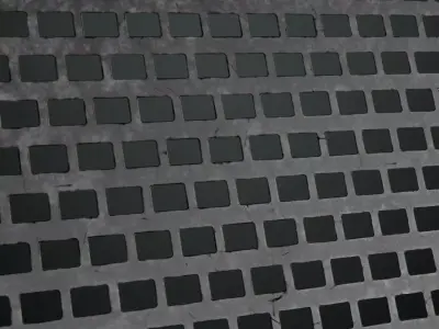 Dark Perforated Metal Rounded Rectangles PBR SEAMLESS Texture