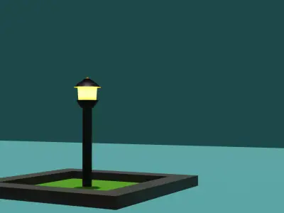 lamps street lamp in middle of square Low-poly 3D model