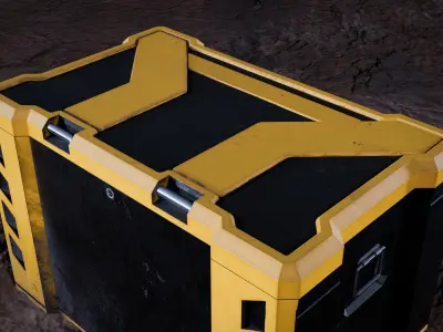 Sci fi Crystals and Resource Crate and Rocks Low-poly 3D model