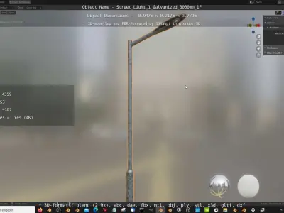 Street Light 1 Galvanized 3000mm 1F Low-poly 3D model