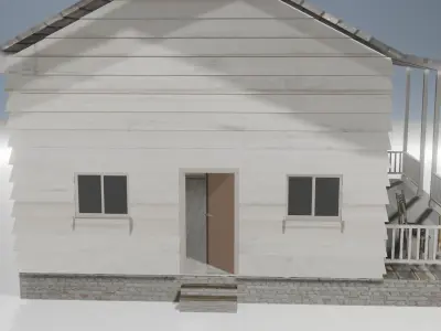 Old house with interior Low-poly 3D model