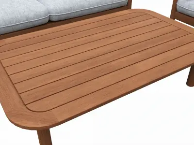 Outdoor set 2 seater sofa chair coffee table 03 3D model