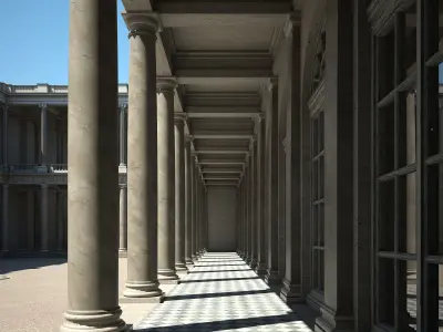 Classical Courtyard with Staircase 3D model