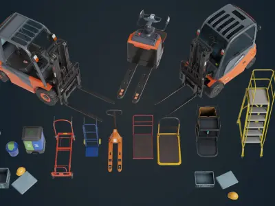  Cargo Pallets and Forklift Trucks Collection1 