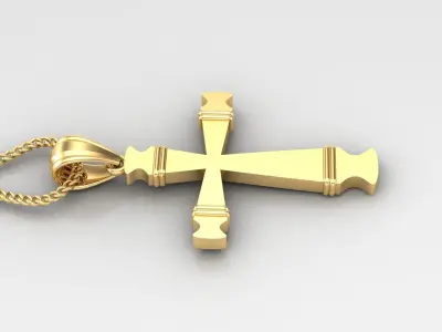 Light Gold 18K Cross Pendant 2CP091 3D print model