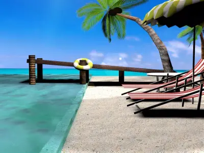 3D Model of Beach  Low-poly 3D model
