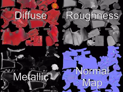 Futuristic Red Cybernetic Glove Model Pack Low-poly 3D model