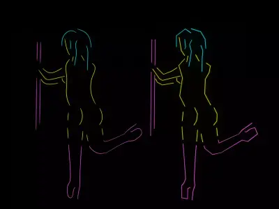 low poly and high poly smooth stripper sign club neon Free 3D model