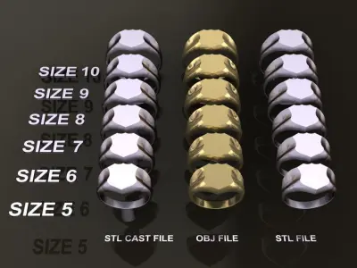 Signet Police Shield Ring Band Mix Sizes 5 6 7 8 9 10 3D print model