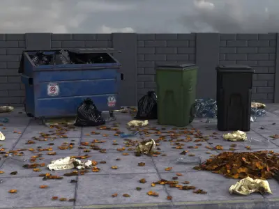 Garbage Trash Set Low-poly 3D model