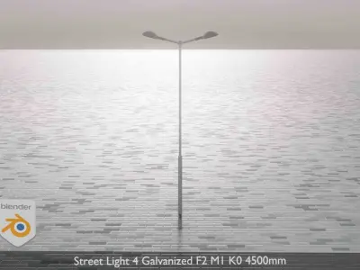 Street Light 4 Galvanized F2 M1 K0 4500mm Low-poly 3D model