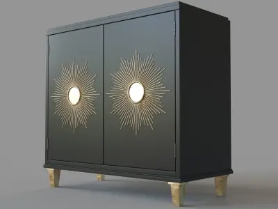 Starburst Two Door Cabinet Navy Gold 3D model