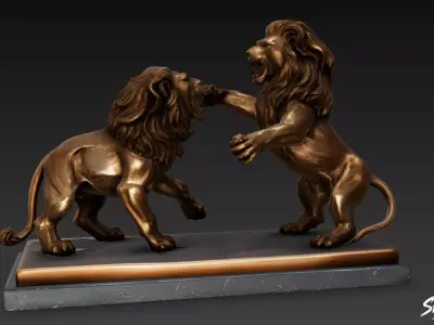 Lion Statue V47 Low-poly 3D model