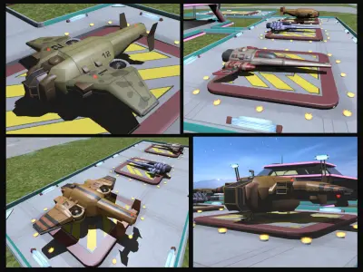 Ship Set four different star wars fighters Low-poly 3D model