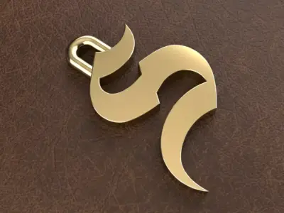 Gothic Letter S Pendant 3D print model