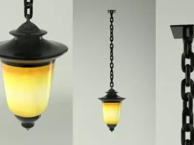 Ceiling Lamp and Chain Low-poly 3D model
