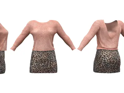 Ladies Bourgeois Outfit Low-poly 3D model