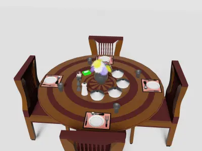 dining table with candle light and day light 3D model