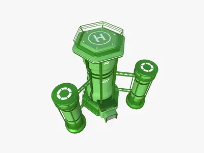 SciFi Facility A06 Green - Sci Fi Exterior Design Low-poly 3D model