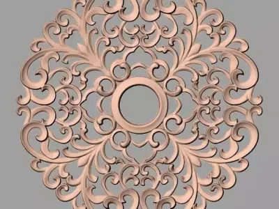 Furniture decoration round flower 3D STL model for CNC E892 3D model