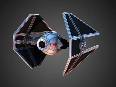 low poly Tie Interceptor Low-poly 3D model