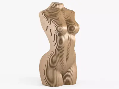 Parametric Sculpture Woman Body Light Wood 3D model