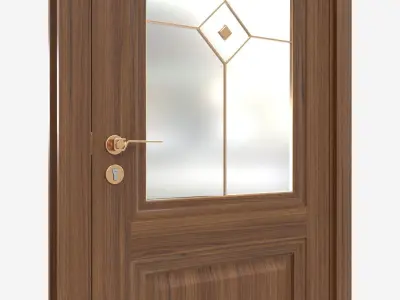 Classic Wooden Interior Door with Furniture 017 3D model