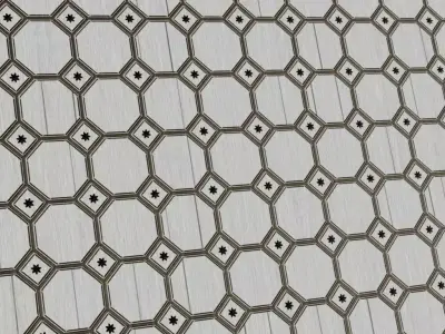 Ornate White Wood Octagonal Flooring PBR Seamless Texture