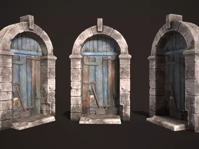 Old Medieval Door Low-poly 3D model