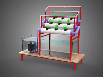 PLANT CULTIVATION HYDROPONIC WATER CYCLE TANK PUMP NOZZLE SPRAY 3D model