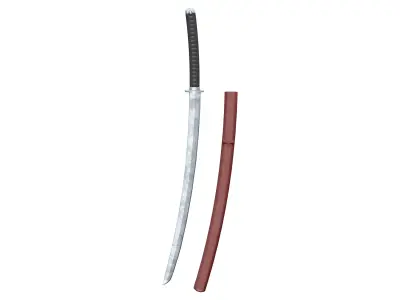 Double Hand Katana Sword and Scabbard Low-poly 3D model