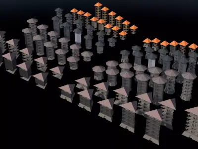 Tropical tower and pavilion pack 26A88 3D model