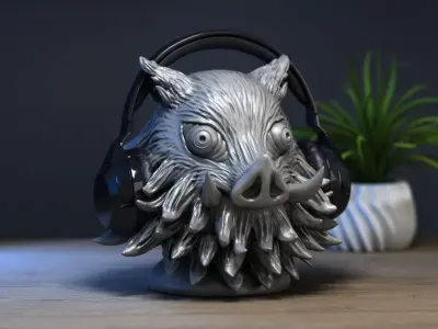 Inosuke Hashibira headphone Stand demons slayer 3D print model