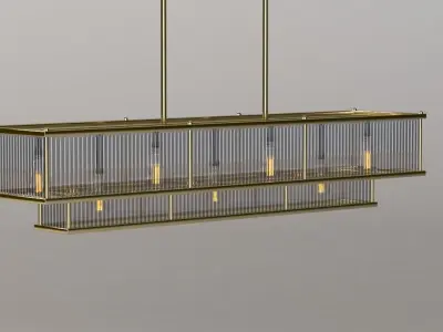 Marais Linear Chandelier 48in with Bulb 3D model