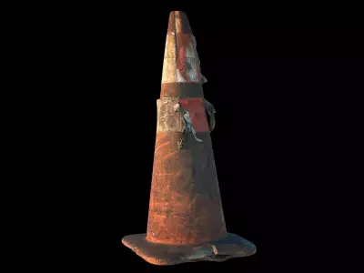 Burned Traffic Cone  Low-poly 3D model
