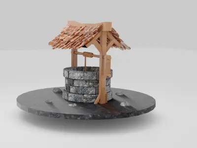 Well Water Stone Well  Medieval Well  Vintage Well  3D Model Low-poly 3D model