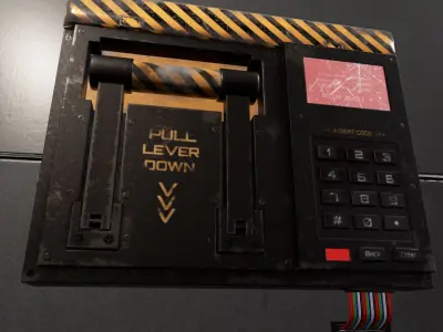 Access Security Panel  Interactive Door Mechanism Low-poly 3D model