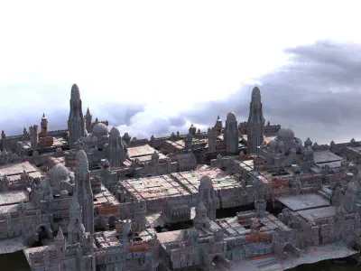 Sci fi city Blocks with Domes  3D model