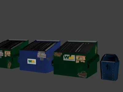 Street asset bundle Low-poly 3D model