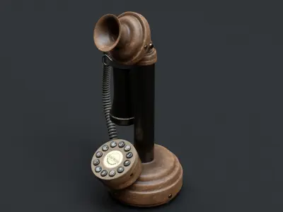 Vintage Wooden Telephone 2 3D model