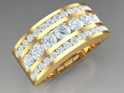 Light Gold Diamond Men Ring 2MR001 3D model