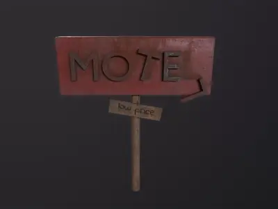 Motelsign Post Apocalypse 3D Model Low-poly 3D model