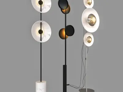 floorlampset01 three floor lamps with marble base 3D model