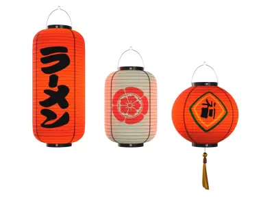 Japanese Lantern Low-poly 3D model order