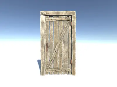 Door Set wooden Low-poly 3D model