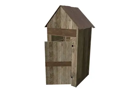 Outdoor Wooden Toilet Low-poly PBR Low-poly 3D model