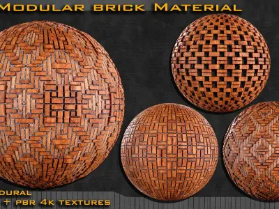 20 Modular brick Material Sbsar  4k texture maps Texture